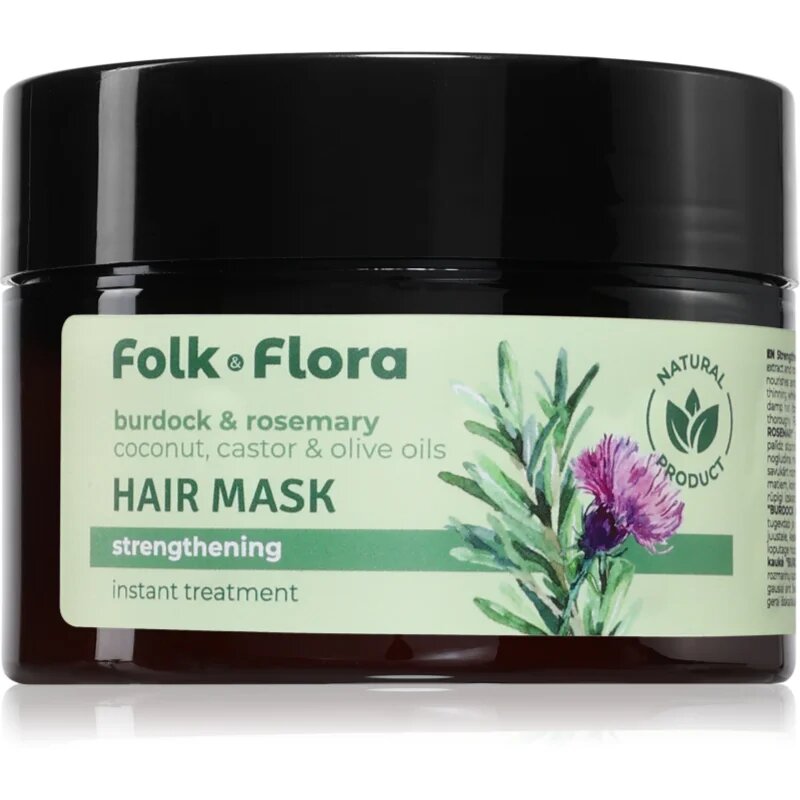 Folk & Flora Burdock & Rosemary hloubkově posilující maska na vlasy 200 ml