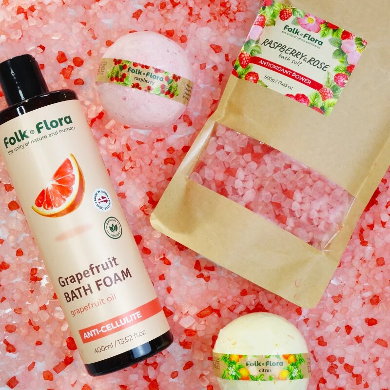 Folk & Flora Citrus koupelová bomba s osvěžujícím účinkem 130 g