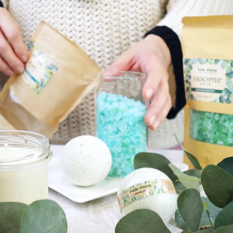 Folk & Flora Eucalyptus relaxační koupelová sůl 500 g