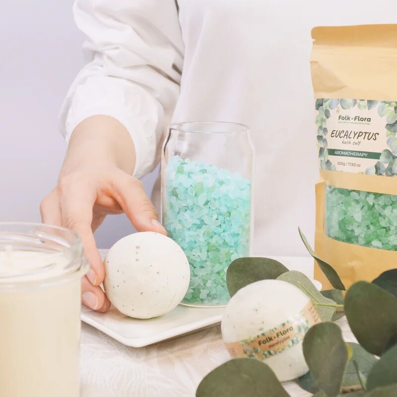 Folk & Flora Eucalyptus relaxační koupelová sůl 500 g