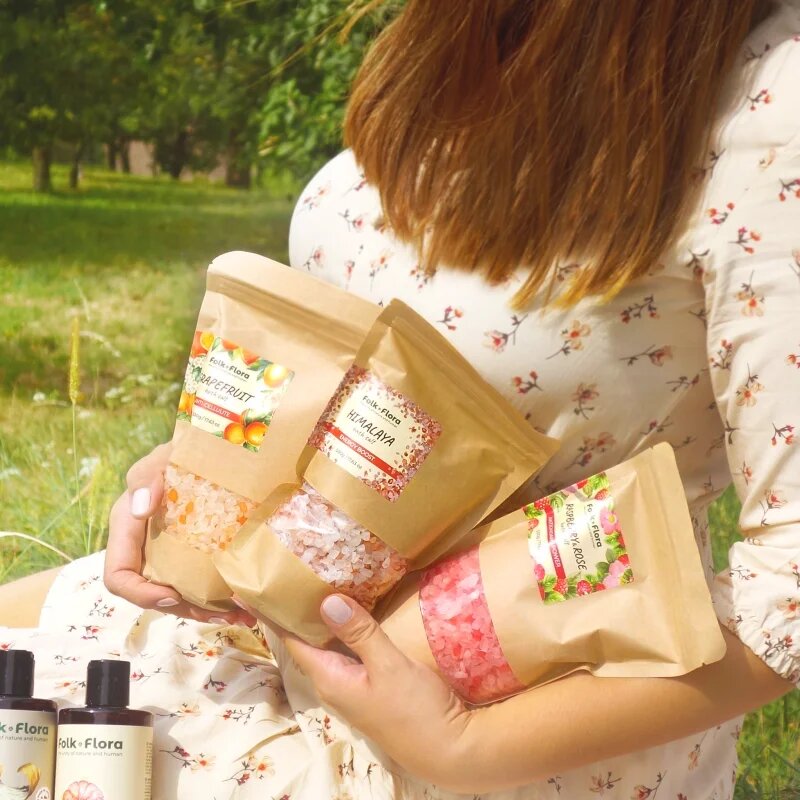 Folk & Flora Grapefruit koupelová sůl se zklidňujícím účinkem 500 g