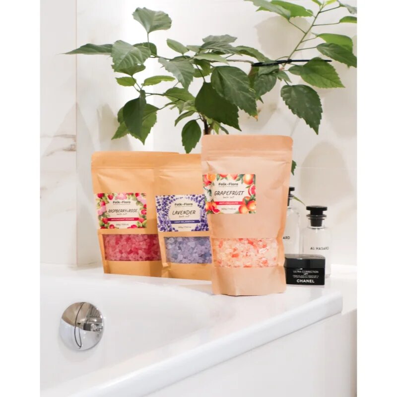 Folk & Flora Grapefruit koupelová sůl se zklidňujícím účinkem 500 g