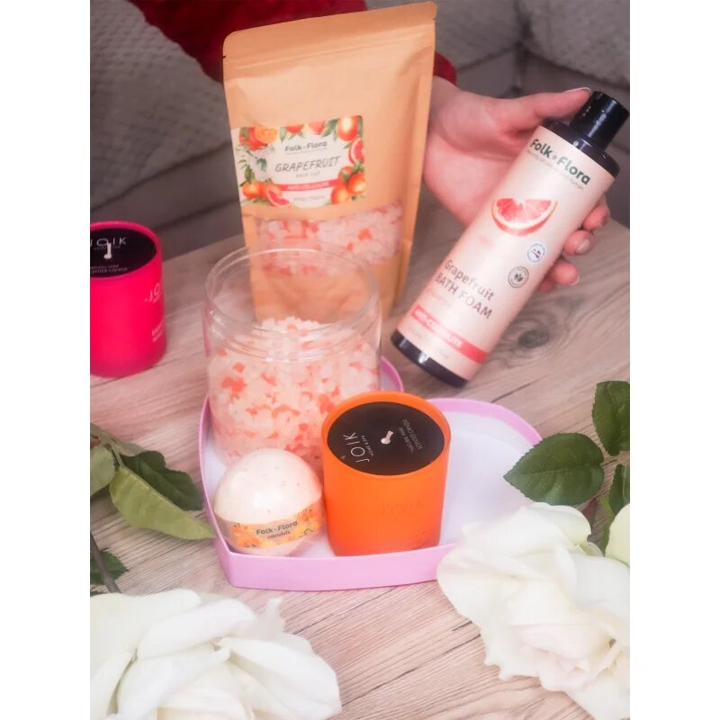 Folk & Flora Grapefruit koupelová sůl se zklidňujícím účinkem 500 g