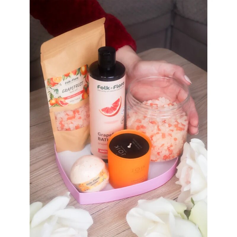 Folk & Flora Grapefruit koupelová sůl se zklidňujícím účinkem 500 g