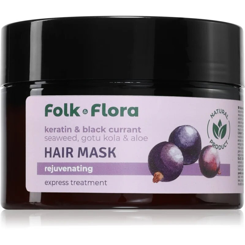 Folk & Flora Keratin & Black Currant regenerační maska na vlasy 200 ml