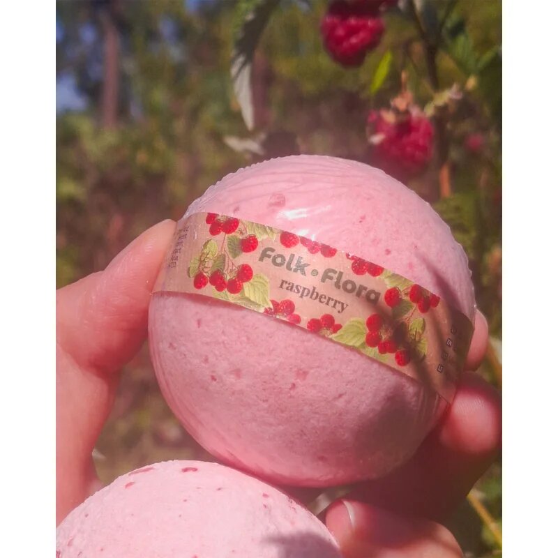 Folk & Flora Raspberry koupelová bomba 130 g