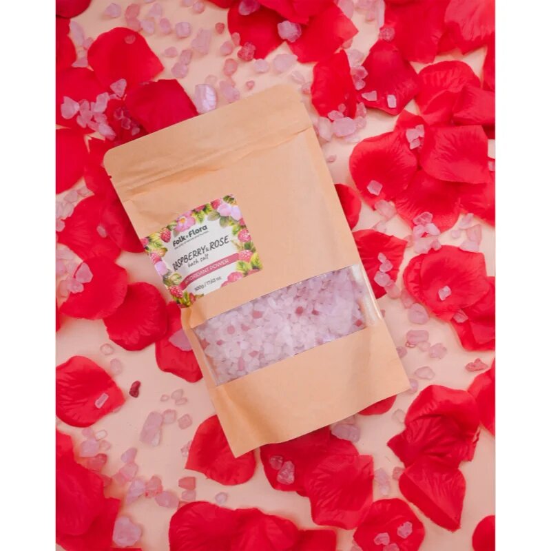 Folk & Flora Raspberry & Rose koupelová sůl 500 g