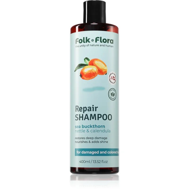 Folk & Flora Sea Buckthorn obnovující šampon pro barvené a poškozené vlasy 400 ml
