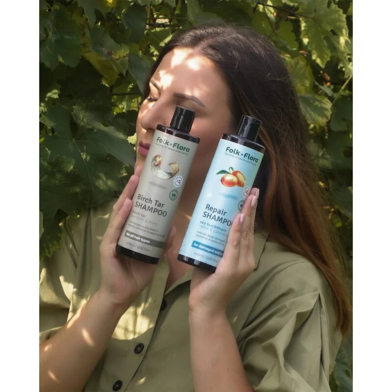 Folk & Flora Sea Buckthorn obnovující šampon pro barvené a poškozené vlasy 400 ml