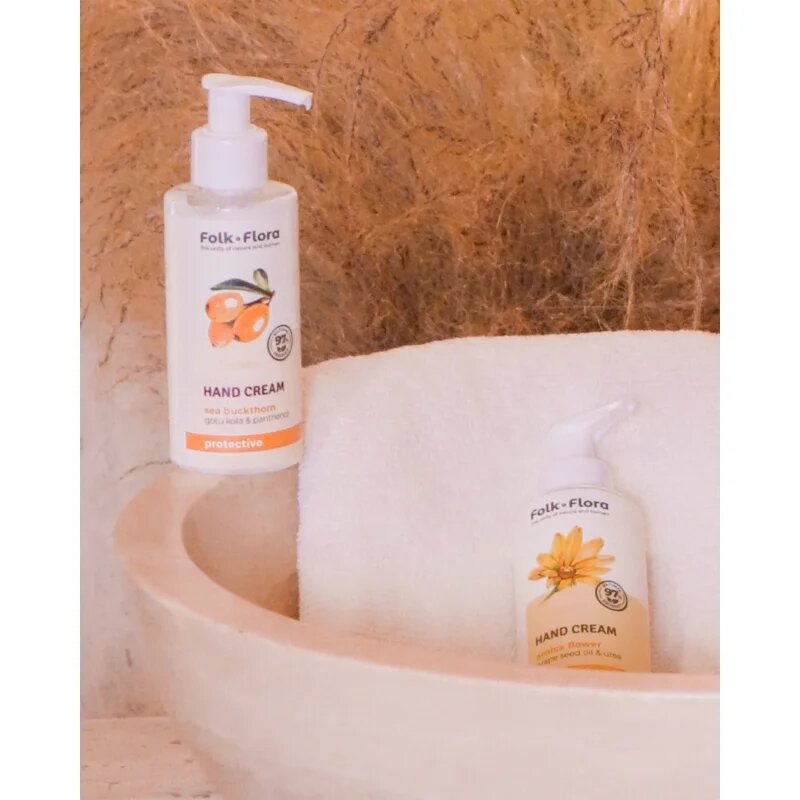 Folk & Flora Sea Buckthorn ochranný krém na ruce s vyživujícím účinkem 150 ml