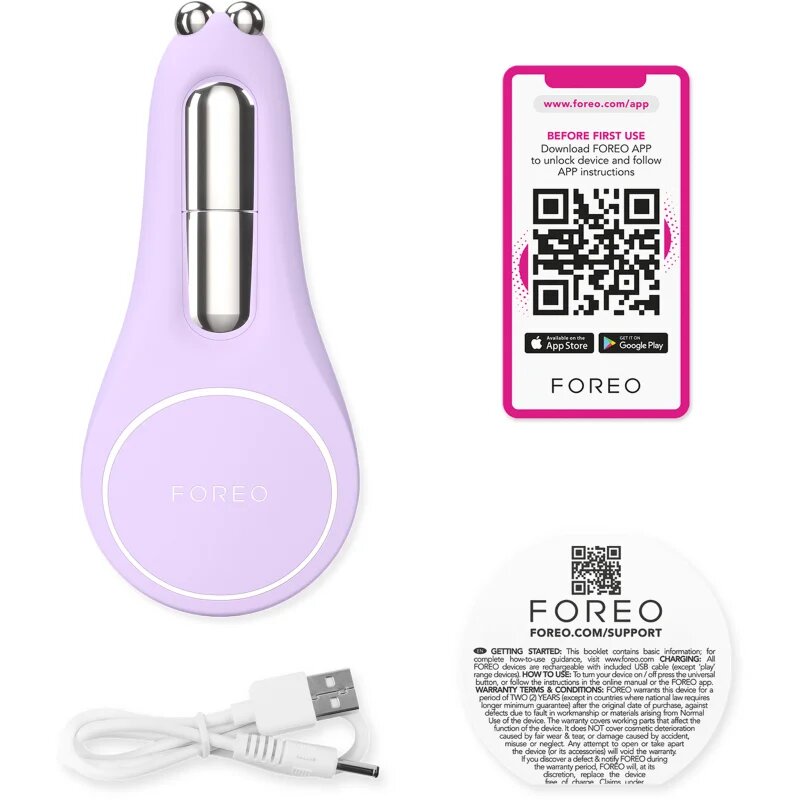 FOREO BEAR™ 2 eyes & lips mikroproudový tonizační přístroj na oční okolí a rty Lavender 1 ks