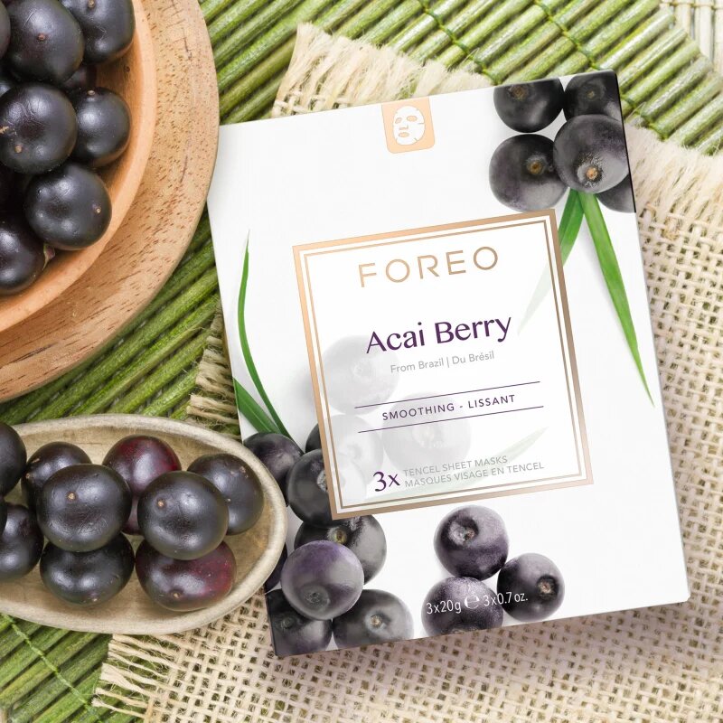 FOREO Farm to Face Sheet Mask Acai Berry antioxidační plátýnková maska 3x20 ml