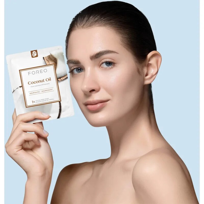 FOREO Farm to Face Sheet Mask Coconut Oil vyživující plátýnková maska 3x20 ml