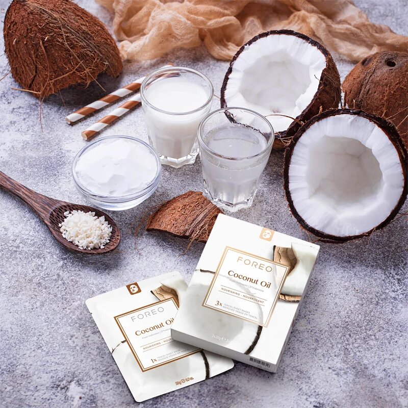 FOREO Farm to Face Sheet Mask Coconut Oil vyživující plátýnková maska 3x20 ml