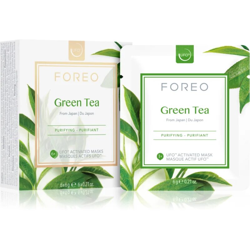 FOREO UFO™ Green Tea osvěžující a zklidňující maska 6 x 6 g