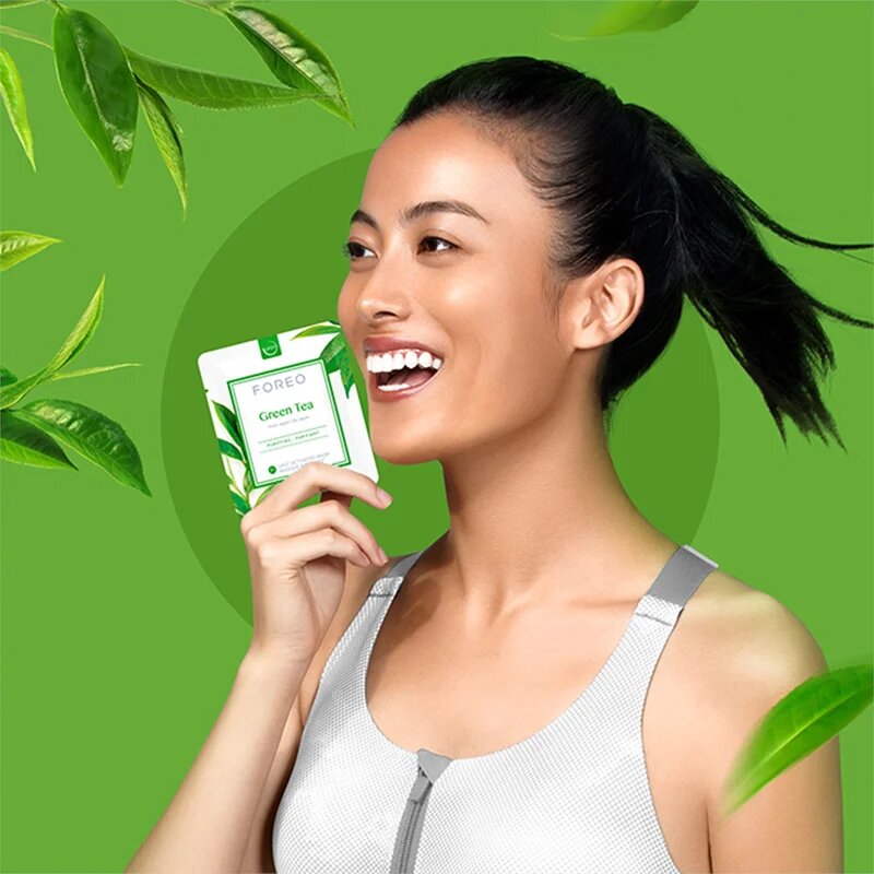 FOREO UFO™ Green Tea osvěžující a zklidňující maska 6 x 6 g