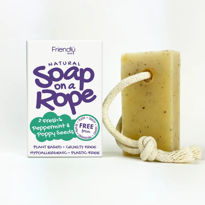 Friendly Soap Soap on a Rope Peppermint & Poppy Seeds přírodní mýdlo na šňůrce 95 g