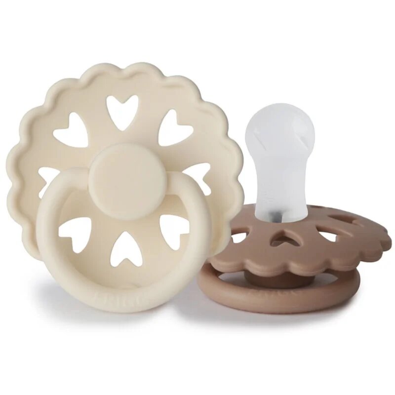 FRIGG Fairytale Round Silicone 2-Pack Size 1 dudlík The Ugly Duckling/The Emperors New Clothes 2 ks