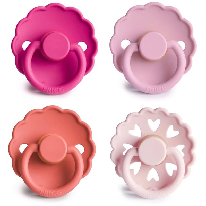 FRIGG Round Latex Rosy Romance dudlík Size 1 4 ks
