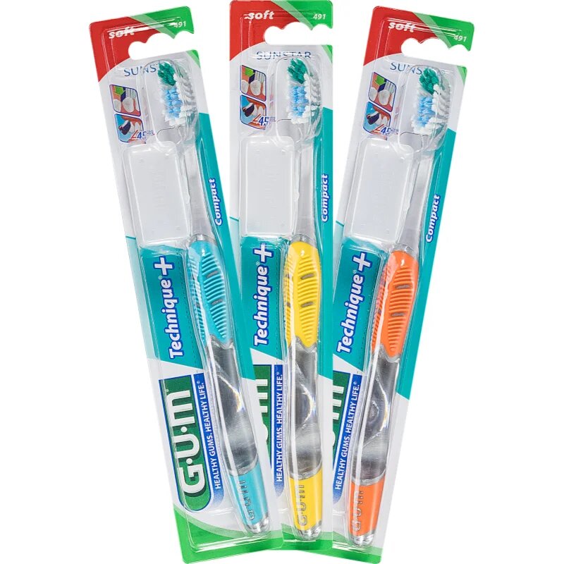 G.U.M Technique+ Compact zubní kartáček s krátkou hlavou soft 1 ks