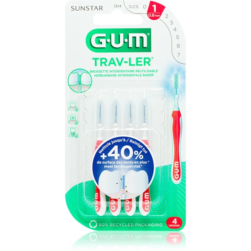 G.U.M Trav-Ler Interdental mezizubní kartáčky 08 mm 4 ks