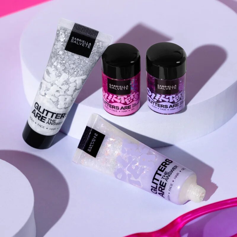 Gabriella Salvete Glitters Are The Answer jemné gelové třpytky na tvář tělo a vlasy odstín Violet 10 ml