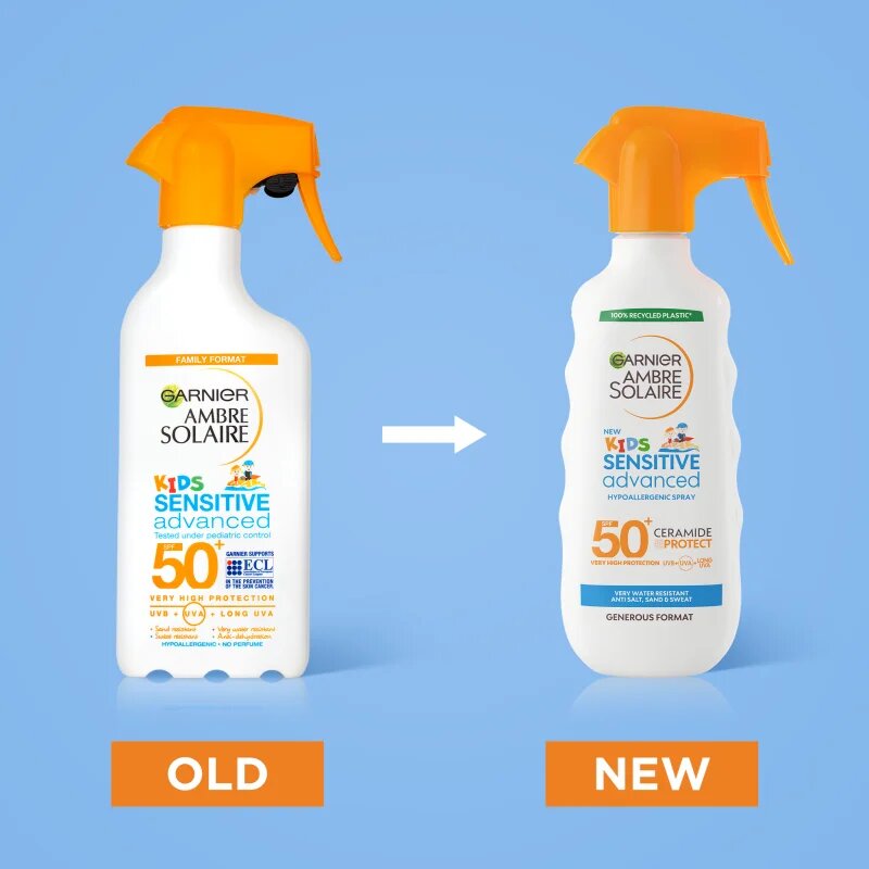 Garnier Ambre Solaire Sensitive Advanced ochranný sprej pro děti SPF 50+ 270 ml