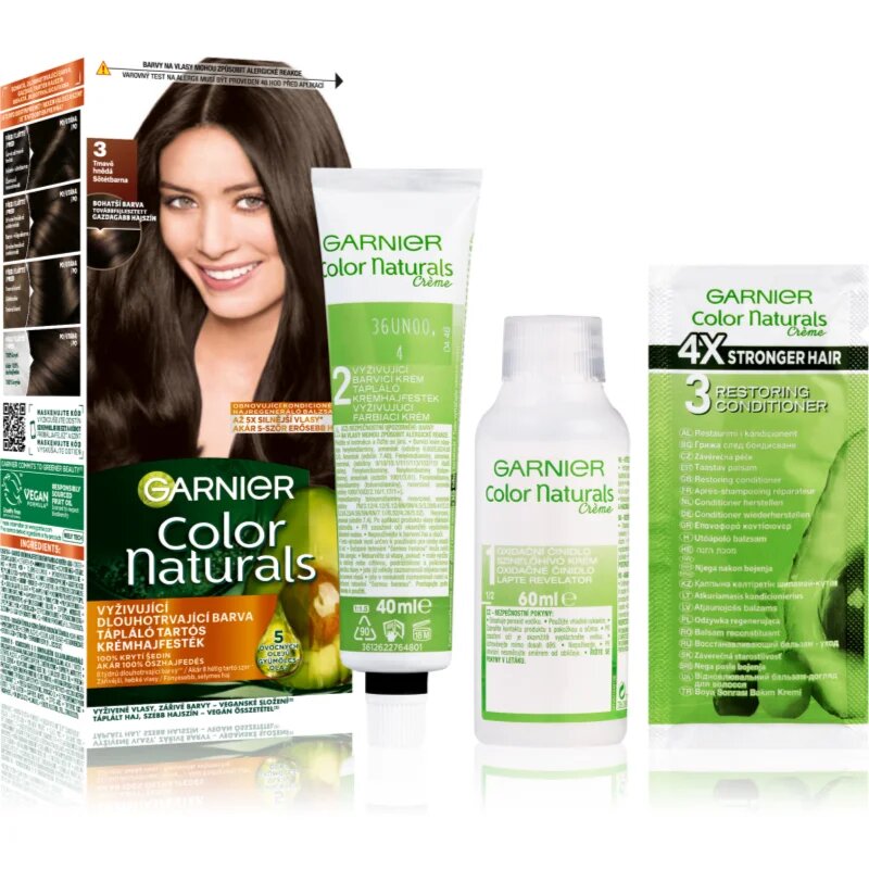 Garnier Color Naturals Creme barva na vlasy odstín 3 Natural Dark Brown 1 ks