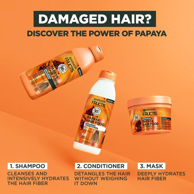 Garnier Fructis Papaya Hair Food regenerační šampon pro poškozené vlasy 350 ml