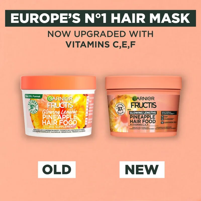 Garnier Fructis Pineapple Hair Food Maska pro dlouhé vlasy s roztřepenými konečky 400 ml