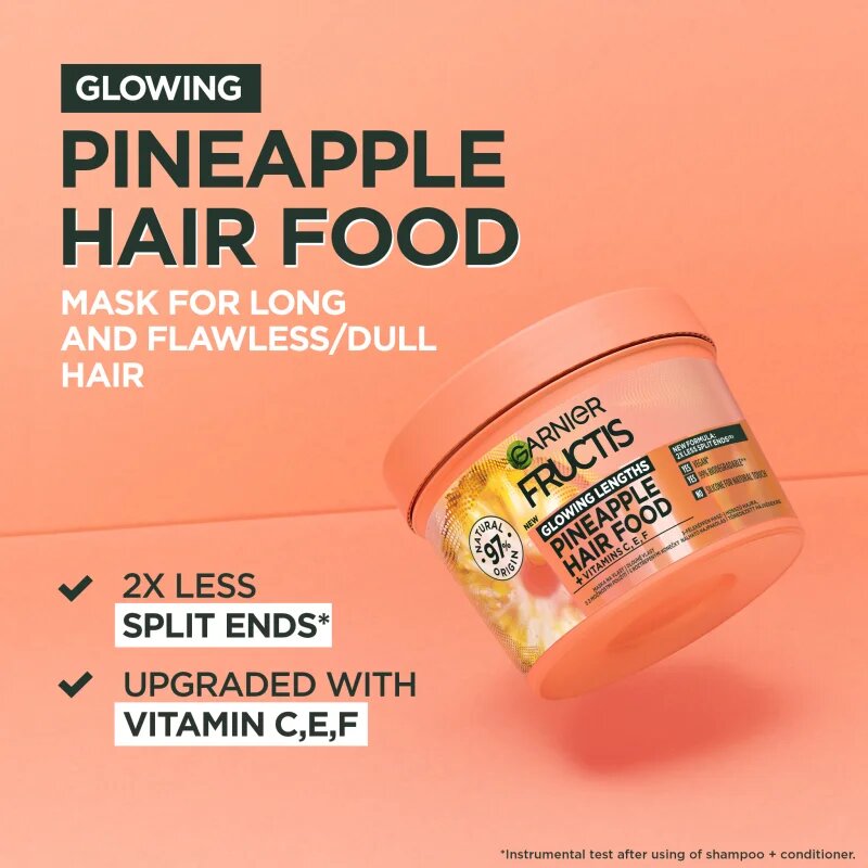 Garnier Fructis Pineapple Hair Food Maska pro dlouhé vlasy s roztřepenými konečky 400 ml