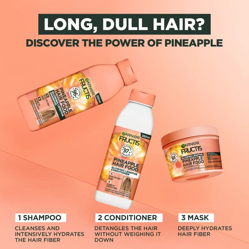 Garnier Fructis Pineapple Hair Food Maska pro dlouhé vlasy s roztřepenými konečky 400 ml