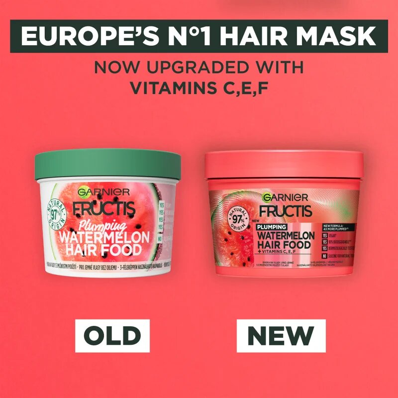 Garnier Fructis Watermelon Hair Food maska pro jemné a zplihlé vlasy 390 ml