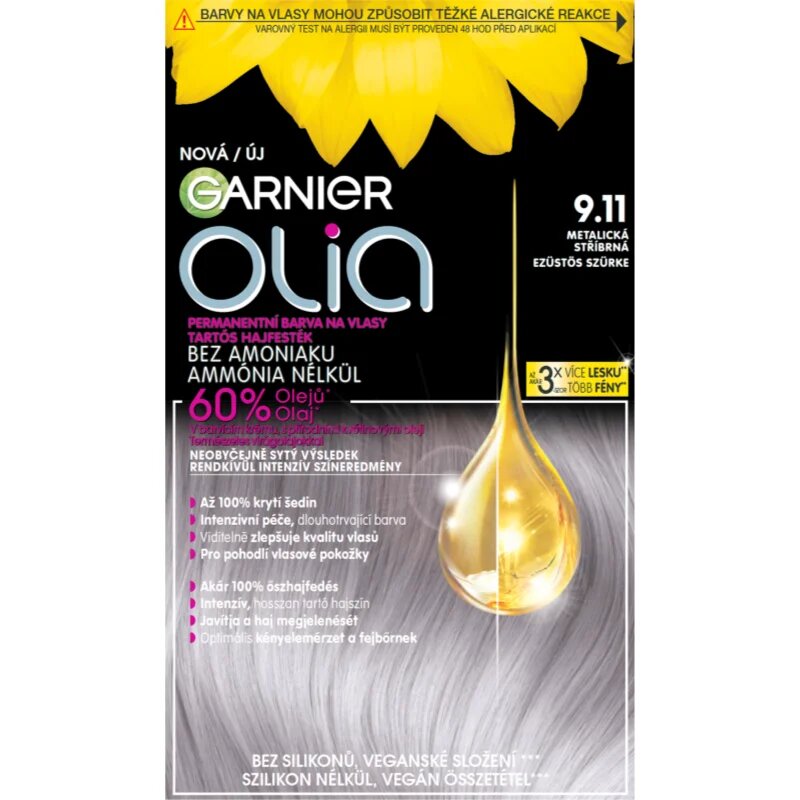 Garnier Olia Big Kit permanentní barva na vlasy odstín 9.11 Silver Smoke 1 ks