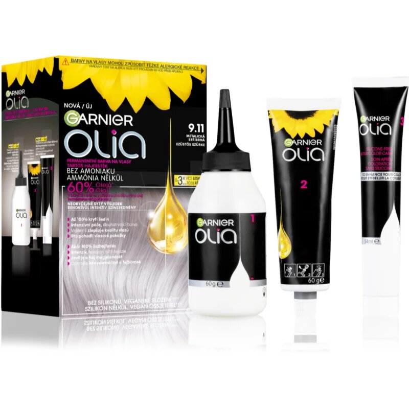 Garnier Olia Big Kit permanentní barva na vlasy odstín 9.11 Silver Smoke 1 ks
