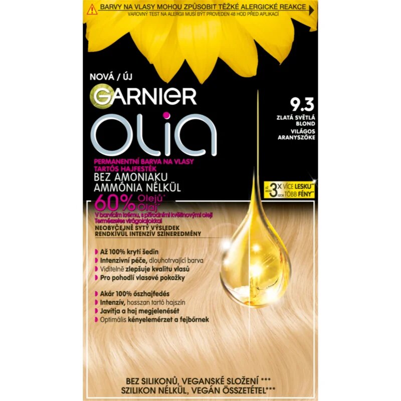 Garnier Olia Big Kit permanentní barva na vlasy odstín 9.3 Gold Light Blond 1 ks