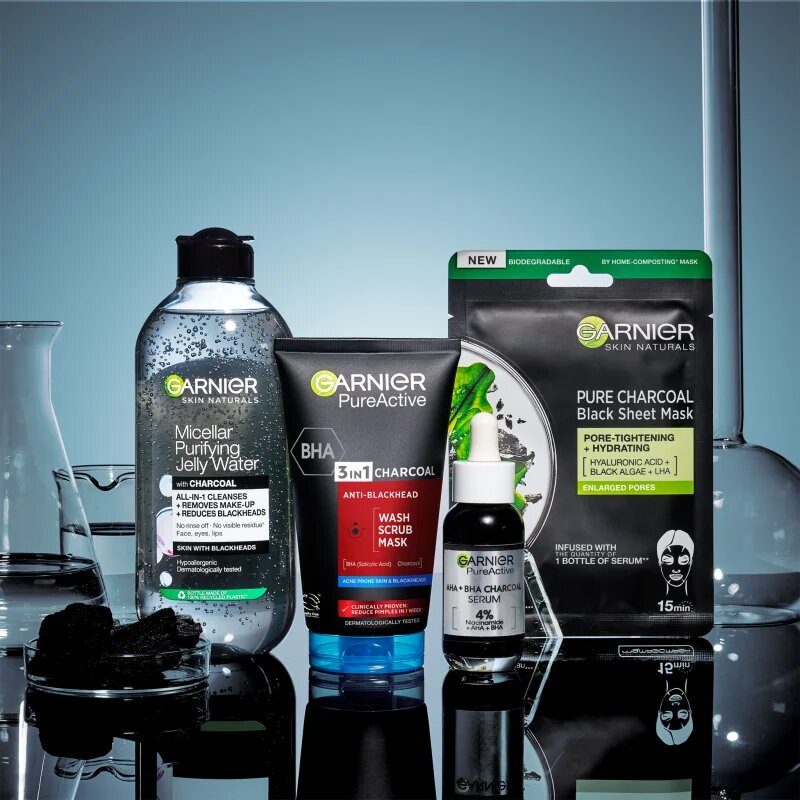 Garnier Pure Active Charcoal čisticí gel 3 v 1 proti černým tečkám 150 ml