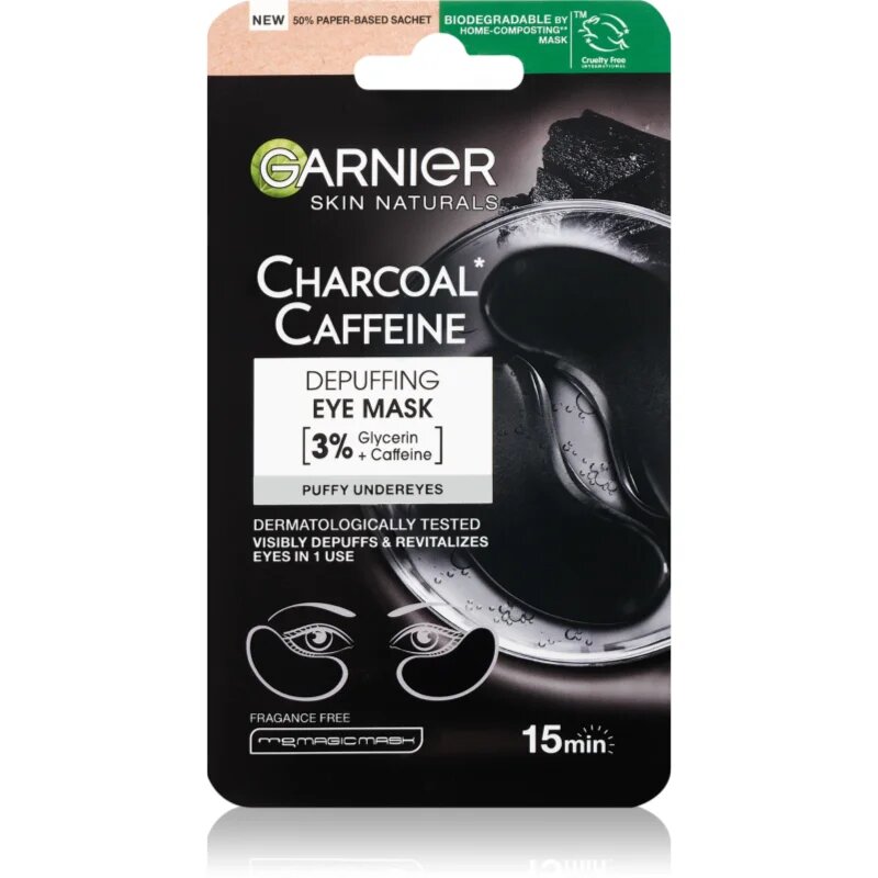 Garnier Textil Masks Charcoal Caffeine maska na oční okolí s aktivním uhlím 5 g