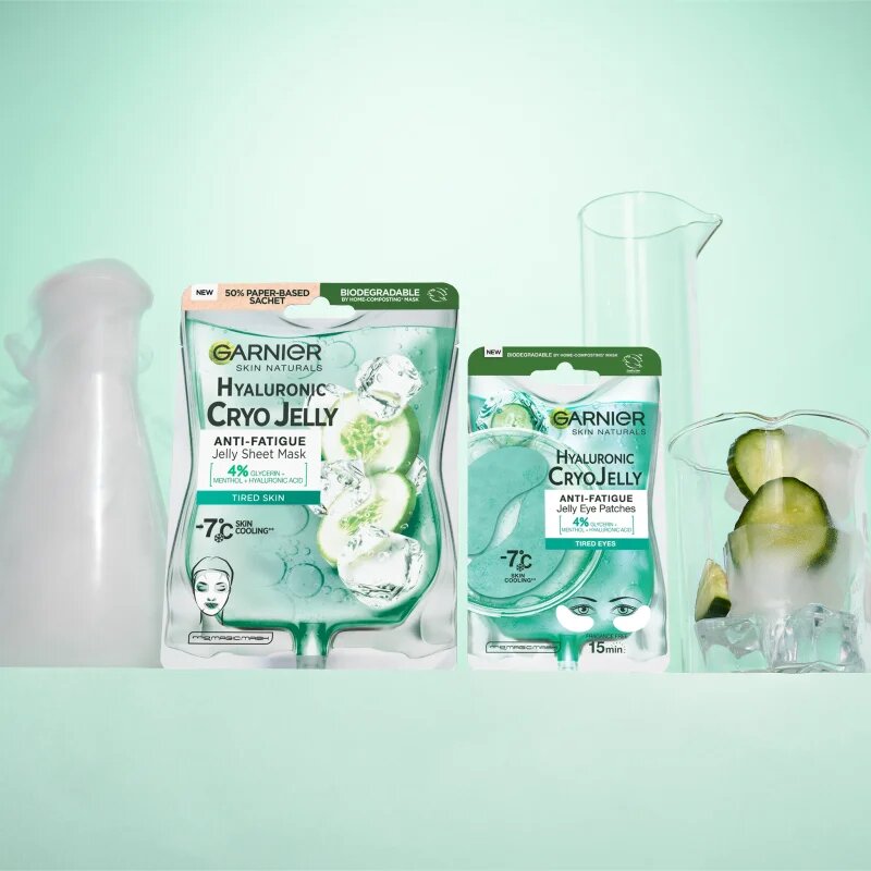 Garnier Textil Masks Cryo Jelly hydratační gelová maska s kyselinou hyaluronovou 27 g