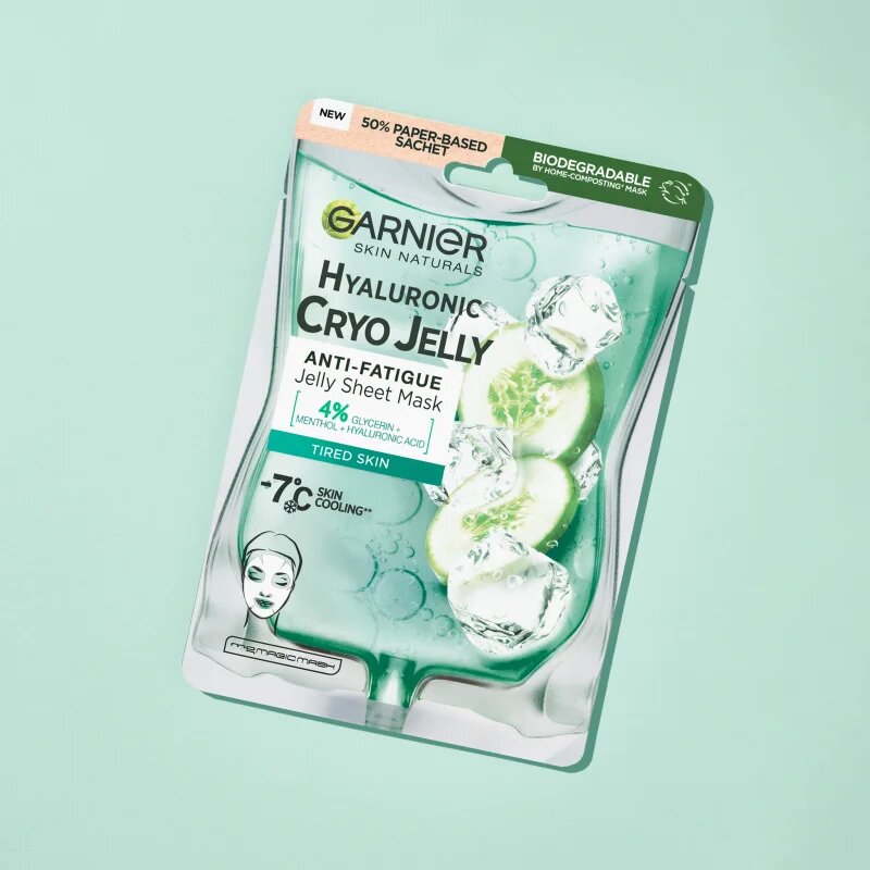 Garnier Textil Masks Cryo Jelly hydratační gelová maska s kyselinou hyaluronovou 27 g