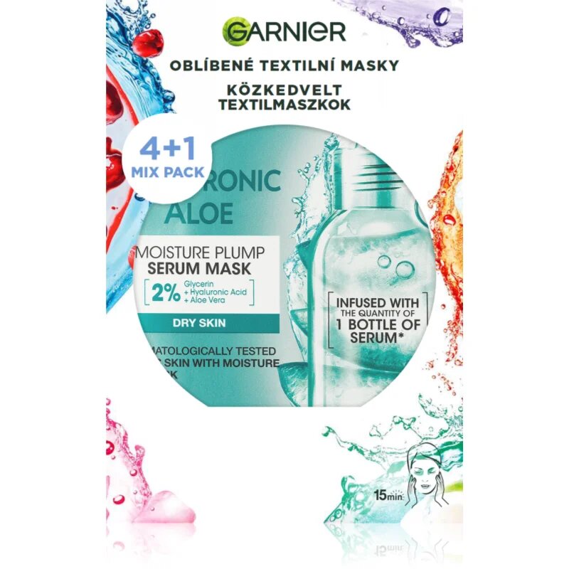 Garnier Textil Masks Party Mix sada plátýnkových masek