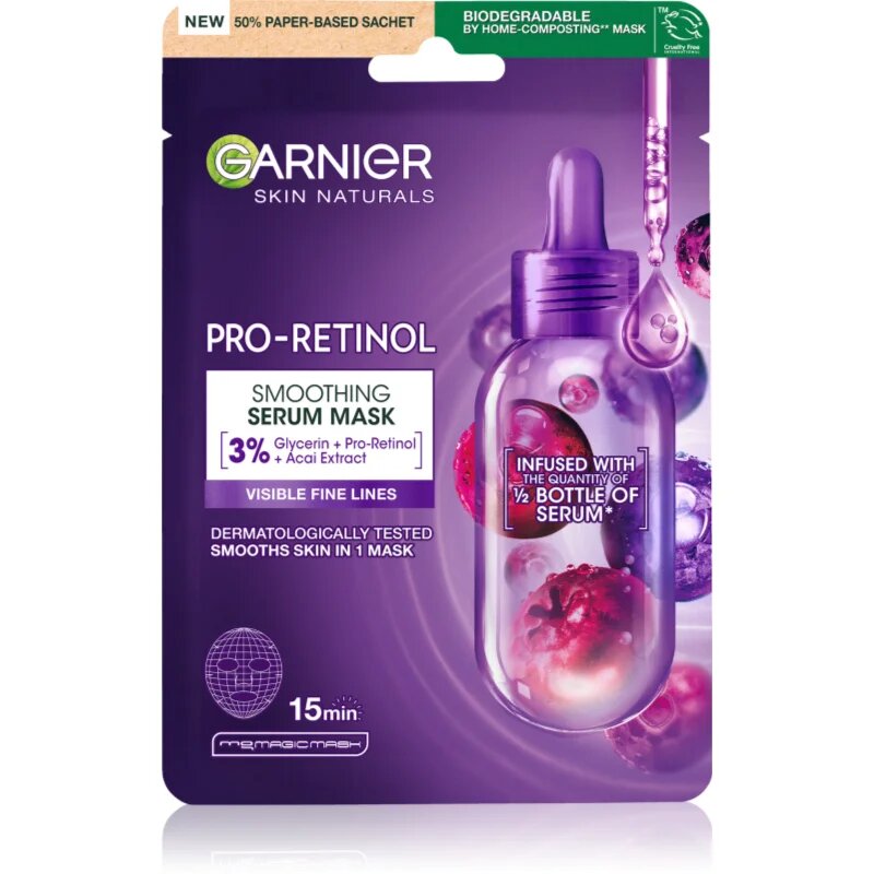Garnier Textil Masks Pro-Retinol vyhlazující plátýnková maska s retinolem 22 g