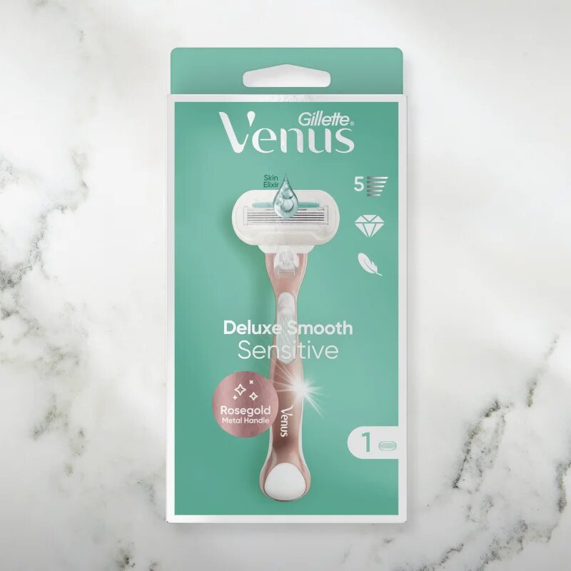 Gillette Venus Deluxe Smooth Sensitive holicí strojek + náhradní břity RoseGold 3 ks