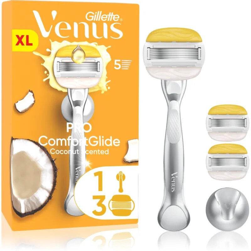 Gillette Venus PRO ComfortGlide Coconut dámský holicí strojek s držákem do sprchy + náhradní břity 3 ks