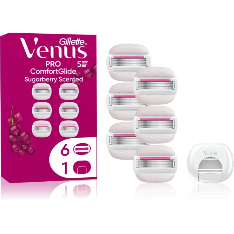 Gillette Venus PRO ComfortGlide Sugarberry náhradní břity + ochranný kryt 6 ks
