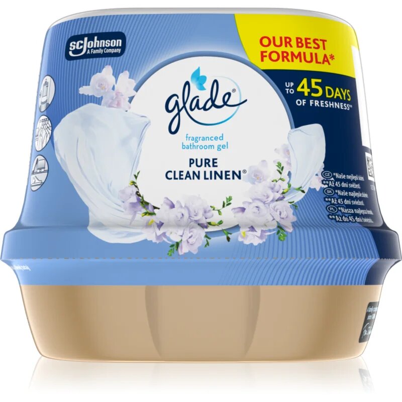 Glade Clean Linen vonný gel do koupelny 180 g