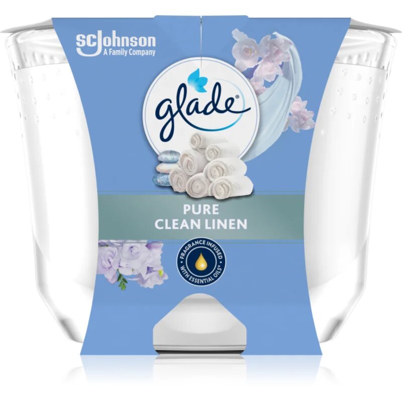 Glade Pure Clean Linen vonná svíčka 204 g