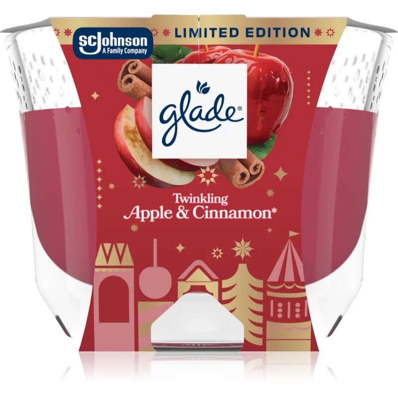 Glade Twinkling Apple & Cinnamon vonná svíčka 204 g