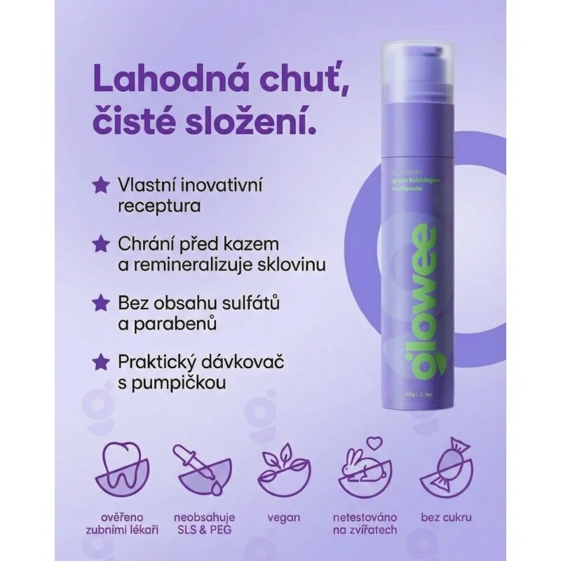 Glowee Grape Bubblegum bělicí zubní pasta Grape Bubblegum 60 g