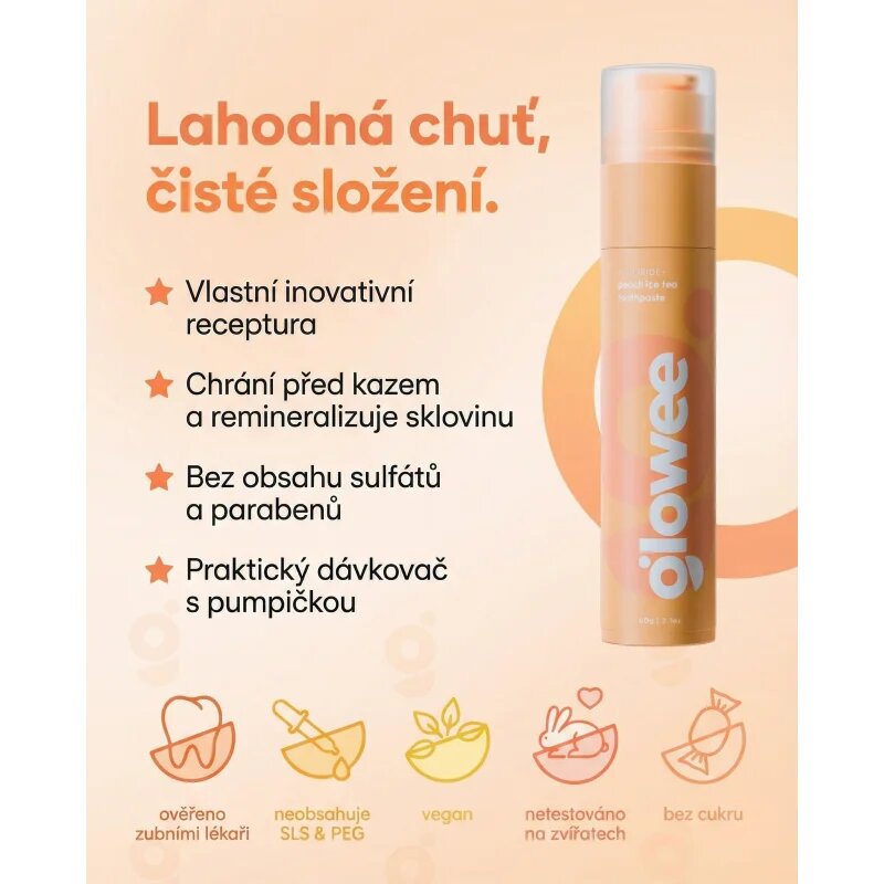 Glowee Peach Ice Tea bělicí zubní pasta Peach Ice Tea 60 g